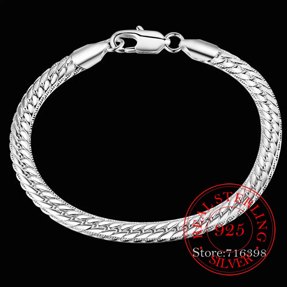 925 Sterling Silver Bracelet 5MM 18CM/20CM Braided Pattern For Women Men Fashion Chain Wedding Party Engagement Jewelry Gift