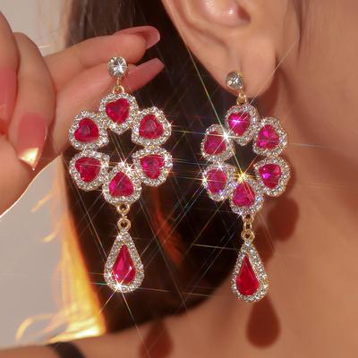 Luxury Temperament Colorful Long Crystal Earrings Sex Exaggerated Earrings Cute Female Earrings