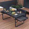 Aluminum Alloy Portable Folding Camping Table with Multifunctional Iron Mesh for BBQ and Travel Picnic.