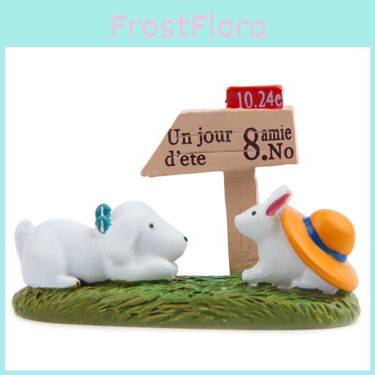 Resin Cartoon Garden Sign With Dog And Rabbit Design For Plant Identification And Decoration