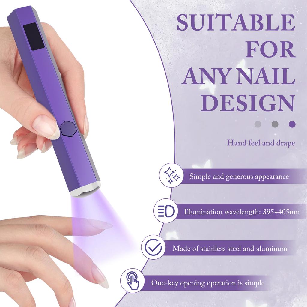 Mini Nail Lamp Portable Small Nail Curing Light with Stand 3W USB Rechargeable Manicure Dryer Gel Lamp for Manicure Salon Women