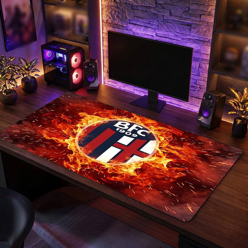 Bologna FC Theme Pattern Mouse Pad, Soccer Logo Design XXL Gaming Desk Mat Non-Slip Computer Mouse Pad