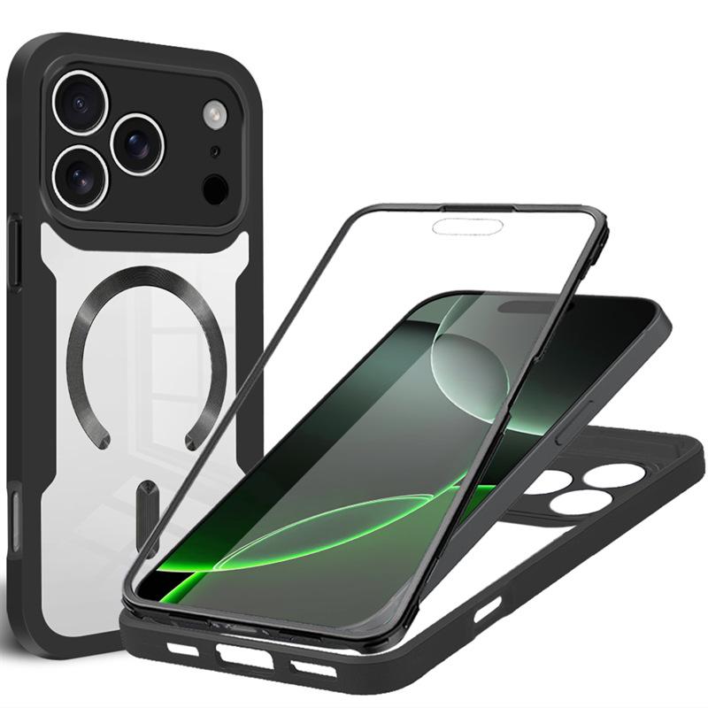 Full Cover Magnetic Case for iPhone 17 Pro Max - Compatible with Models 13-17, Transparent Design