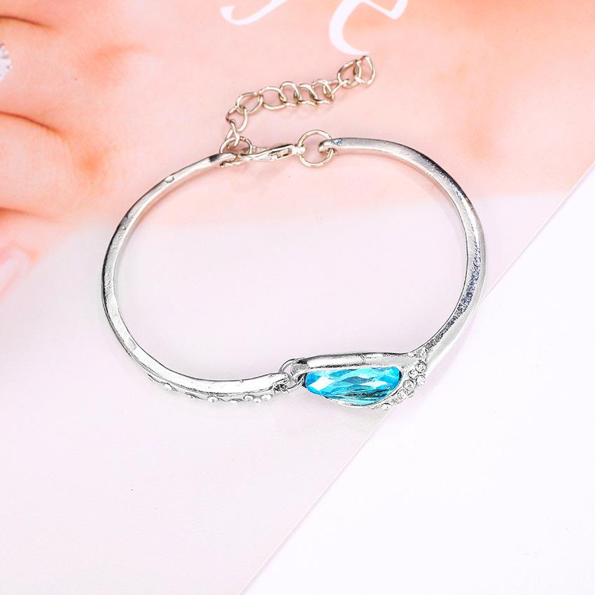 Pulseira de Chinelo de Cristal da Moda Europeia e Americana: Zircônio Azul com Cravejado de Diamantes Feminino