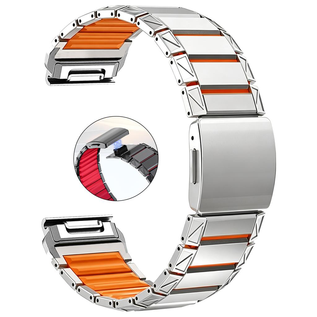 22mm 26mm Silicone + Titanium Straps QuickFit Band for Garmin Fenix 8 E 7 7X Pro 6 6X Magnetic Bands for Forerunner 970 Bracelet