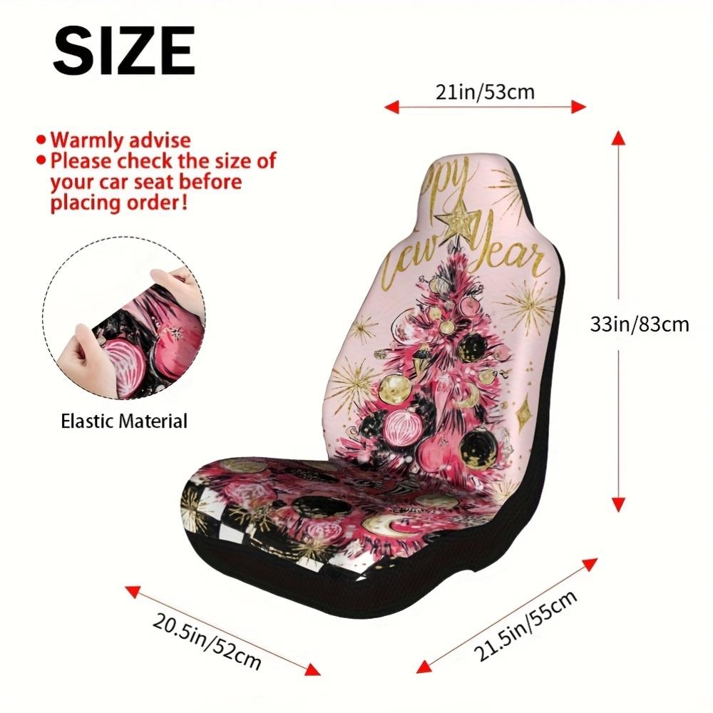 2pcs Festive Christmas Tree New Year Celebration Car Seat Covers | Comfortable, Foldable, Universal Fit, Polyester, Machine Wash