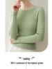 Women's 100% Pure Cashmere Sweater: Soft, Warm, Slim-fit, Round Neck, Ribbed, Long Sleeve, and Versatile Base Layer.