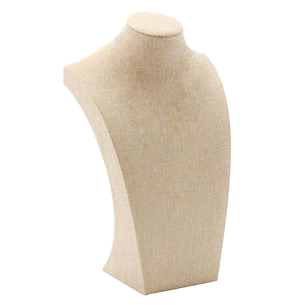 Necklace Pendant Display Bust Mannequin Stand Holder Rack, Linen 235*390mm