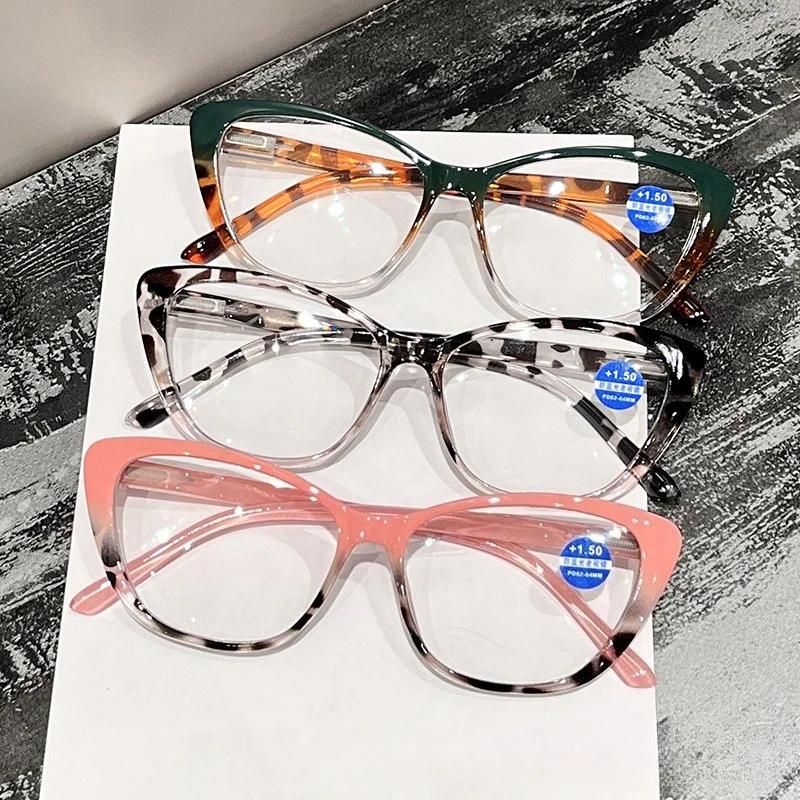 Women's Fashion Cat Eye Reading Glasses Men Vintage Blue Light Blocking Eyewear Retro Ultralight Far Sight Presbyopia 0+1.0+4.0