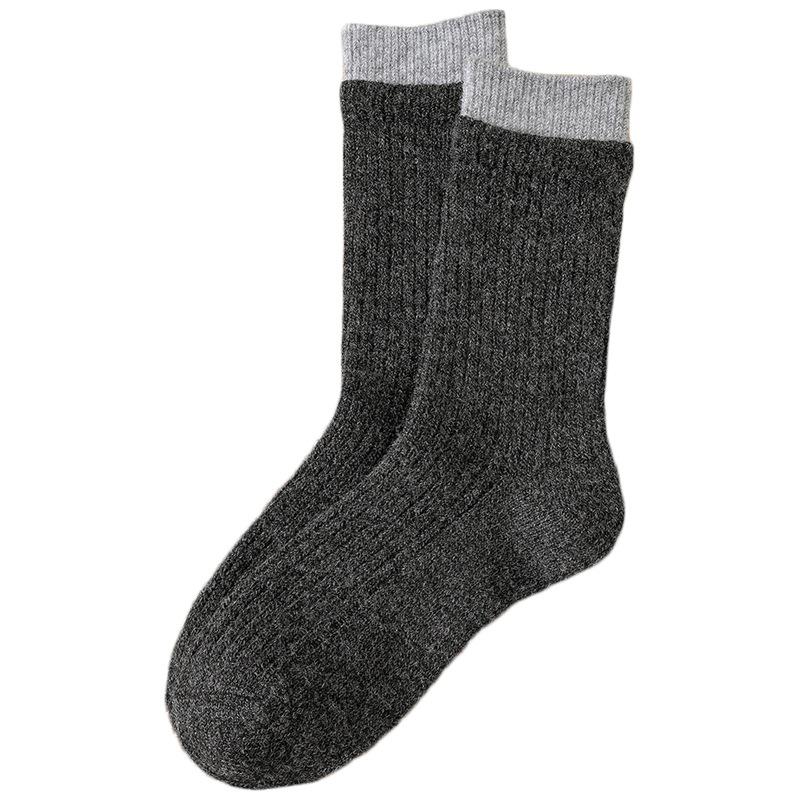 Wool Socks Children'S Stacking Socks Season Warm Color Matching Double-Layer Mouth Piled And Thickened Winter Retro Medium Tube Socks Women