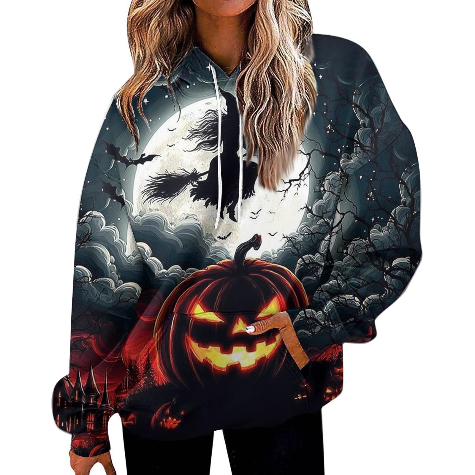 

Women s Fashion Sweatshirt Printed Casual Hooded Sweatshirt With Pockets XXXL чорний