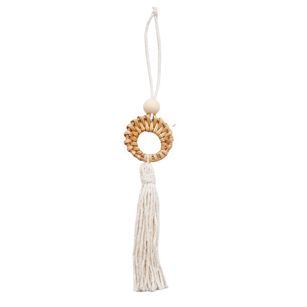 Handmade Bohemian Rattan Cotton Rope Tassel Wall Hanging for Children's Room or Balcony