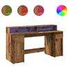 VidaXL Desk with LED Lights Old Wood Engineered Wood, Work Desk, Study Desk, Home Office Desk, Desk 3309436