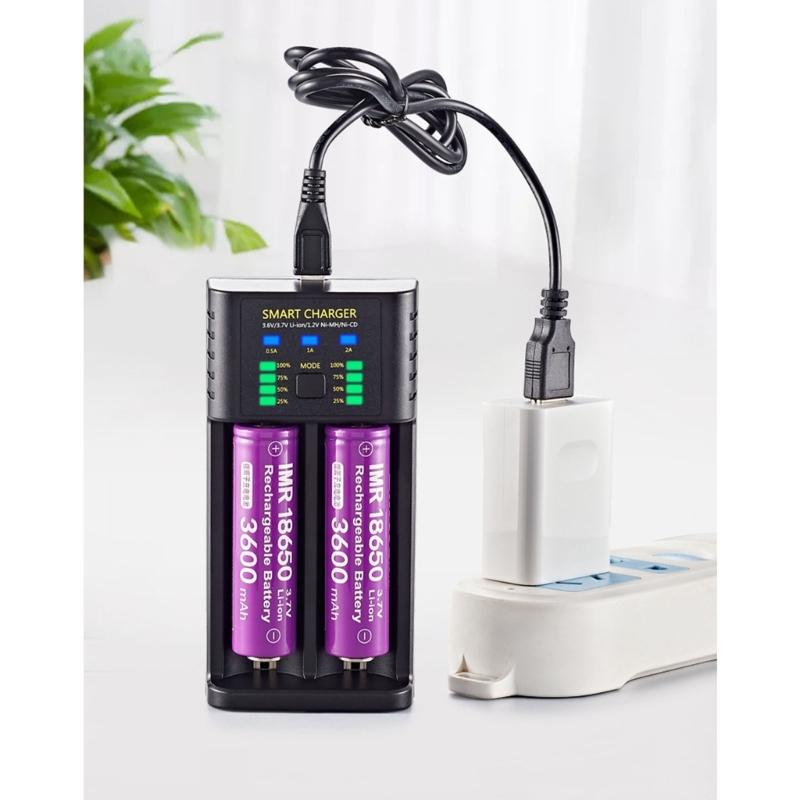 Universal Rechargeable Battery Charger Charging Adapter USB 2-Slot Battery Charging Tool for 18500/18650/18700/20700