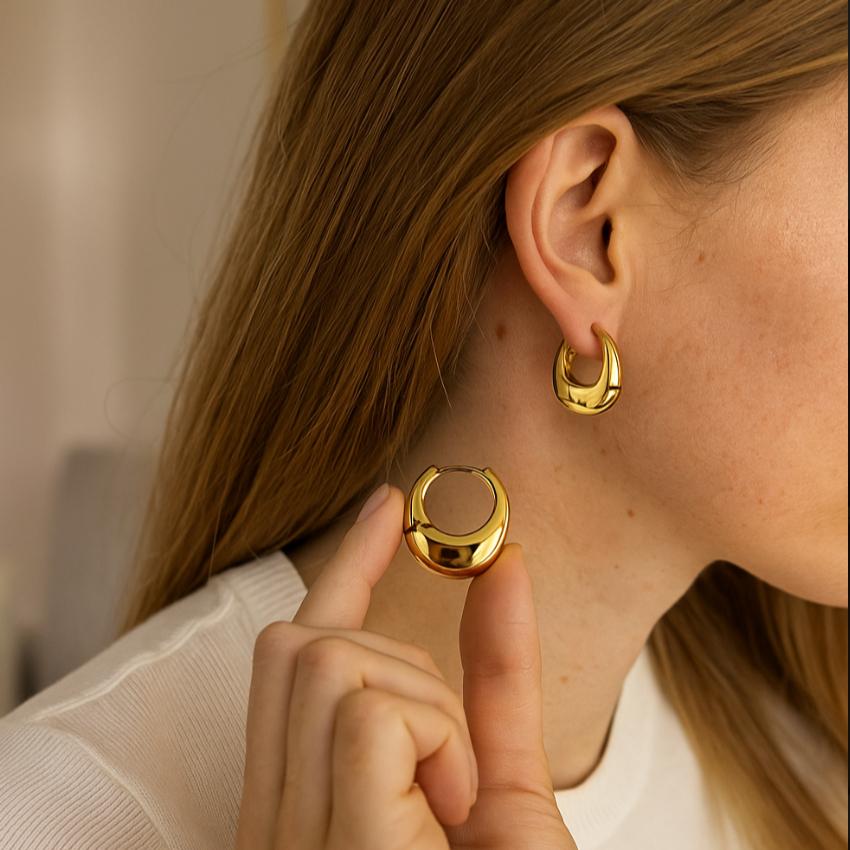 Vintage Gold Color Double Layer Hollow Flower Hoop Earring for Women Exaggerate Metal Big Petal Earring Party Daily Wear Jewelry