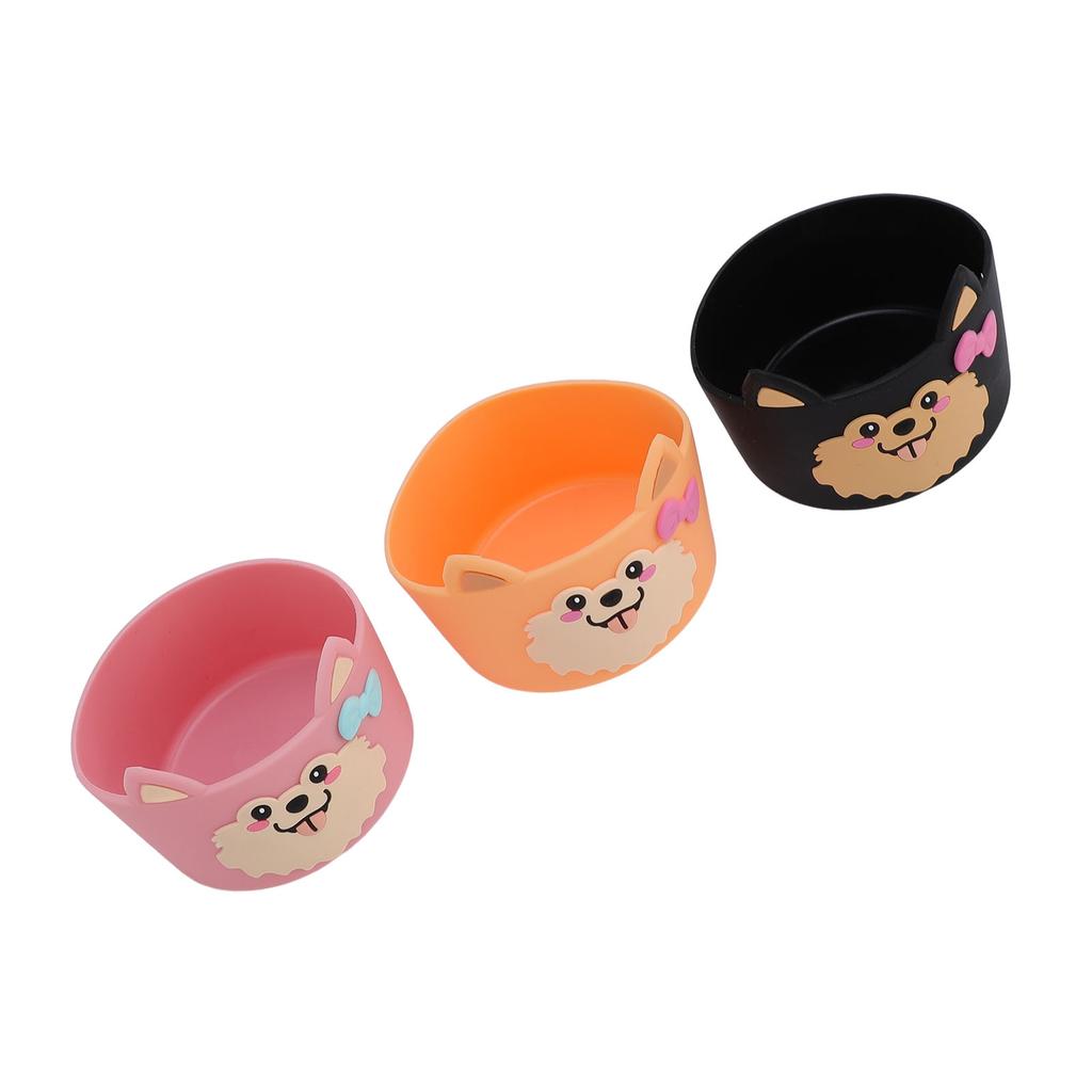 3 szt. Silikonowa osłona na butelkę Odporna na zarysowania Antypoślizgowa Kreskówkowa Uroczy pies Silikonowa osłona ochronna