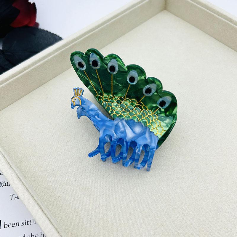 

Заколка для волос с французским дизайном в виде птицы, соответствующего цвета, заколка для волос с изображением акулы, заколка для волос с павлином, попугаем и уксусной кислотой 2