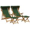 Reclining Chair 4 Pcs 3 Position Solid Eucalyptus Wood Green