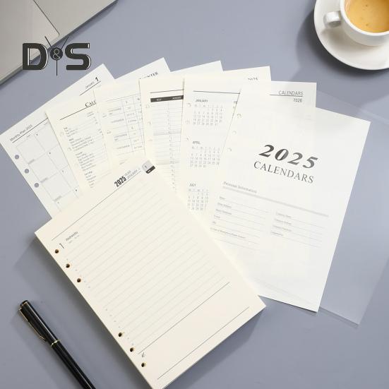 Notizbuchkern, dick, glattes Schreibpapier, tintenbeständiges Planer-Nachfüllpapier, 2025 Loseblatt-Kalenderplaner-Nachfüllblätter