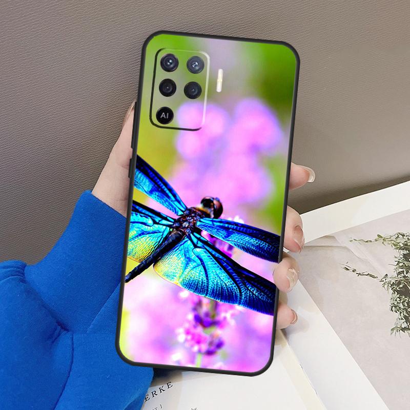 Luxury Dragonfly Case For Oppo A76 A16 A96 A17 A18 A60 A80 A40 A38 A58 A78 A98 A94 A74 A54 A15 A57 A77 A5 Pro