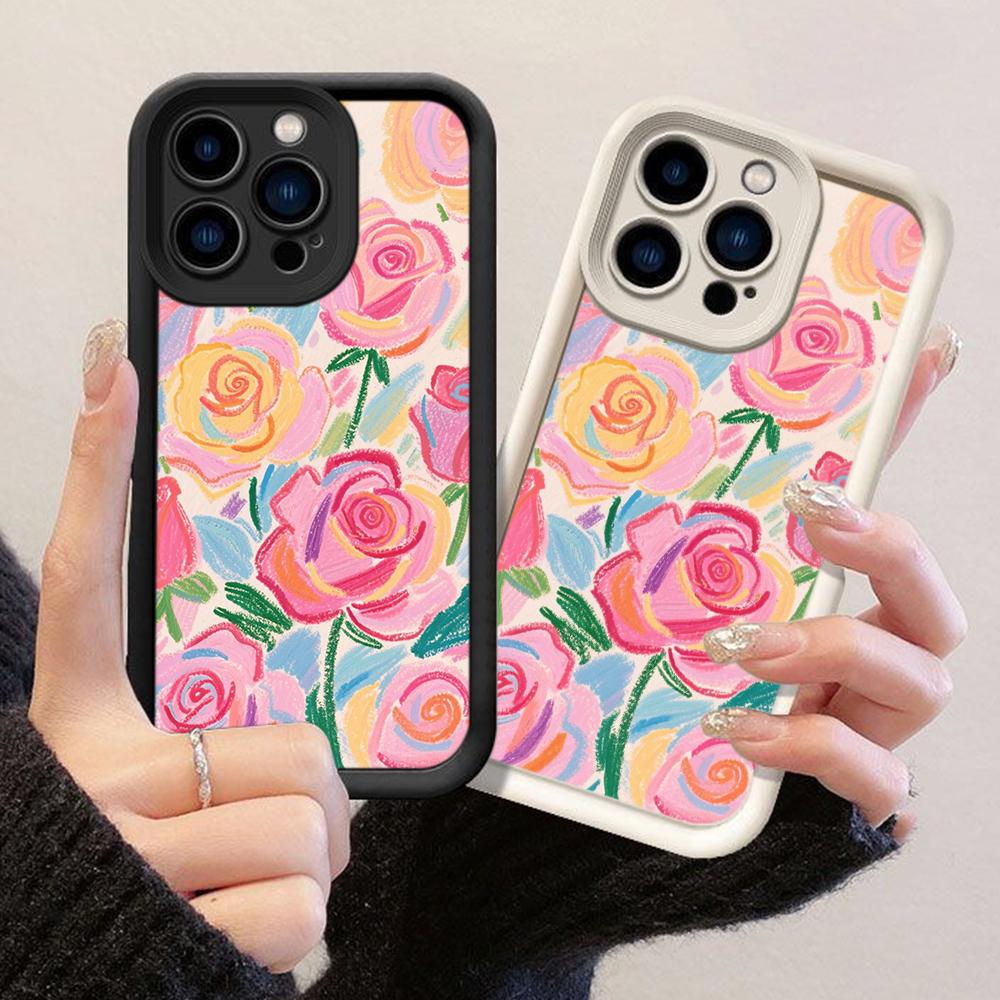 JT465 Rose Black And White for iPhone 17 16 15 14 13 Pro Max Samsung S26 S25 Ultra A17 A07 A56 A16 Xiaomi 15T Redmi 15c 14C Soft Case
