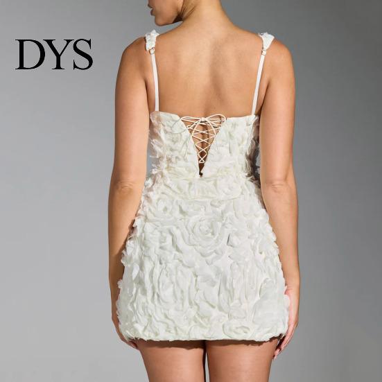 Abendkleid Damen Abend 3D Rose Karree-Ausschnitt Ärmellos Schlanke Passform Trägerdesign Rückenfrei Uni Leicht Cocktailparty Mini Dreidimensional