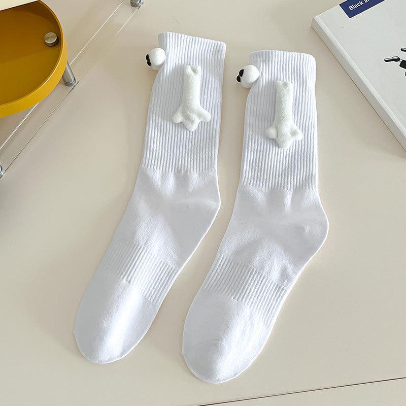 

Couple s Hand-Holding Long Socks: Trendy Japanese Street Style for Women & Students in Spring/Autumn One Size білий