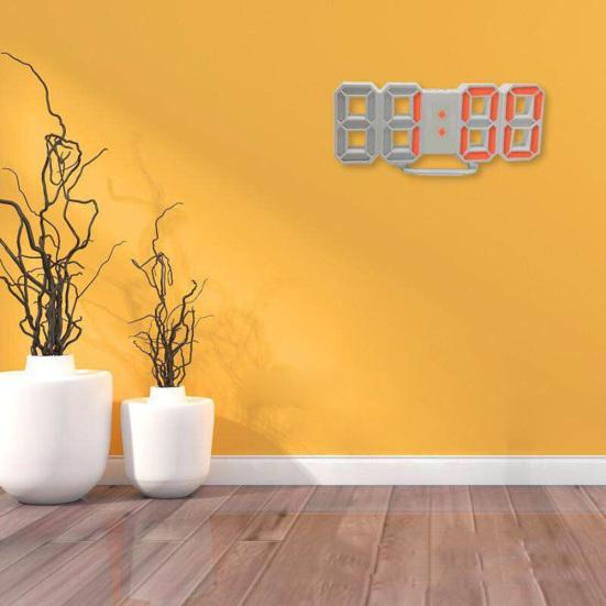 3D LED digital 12/24-timers skjermvegg Snooze Vekkerklokke Hjem Stueinnredning
