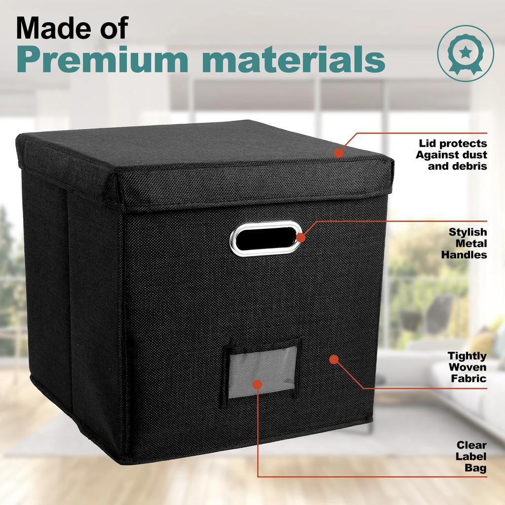 Foldable Vinyl Record Storage Box Portables Multi-functional Organizer with Lid for 12 In Albums Records Crate LP Album Storage