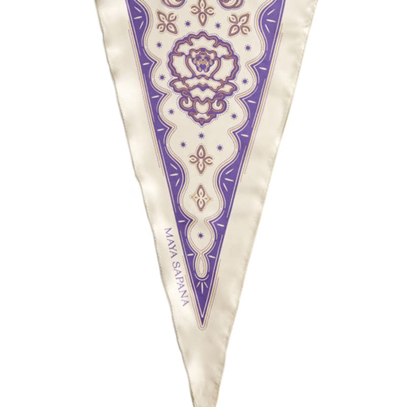MAYA SAPANA Printed Silk Rhombus Scarf - Tapioca