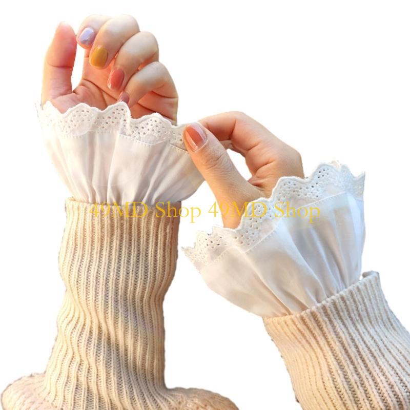 49MD Removable Shirt Hollow out Decorative Cuffs Girls Hollow out White Wristband Decorative Sleeves Woman Sweater Clothing белый