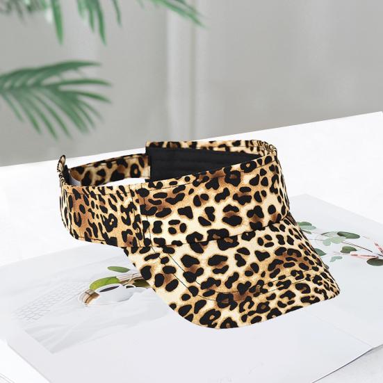 Leerer Dach Leopardenmuster Verstellbares Klettband Sonnenhut Damen Verlängerte Krempe Tennis Sporthut Modeaccessoires