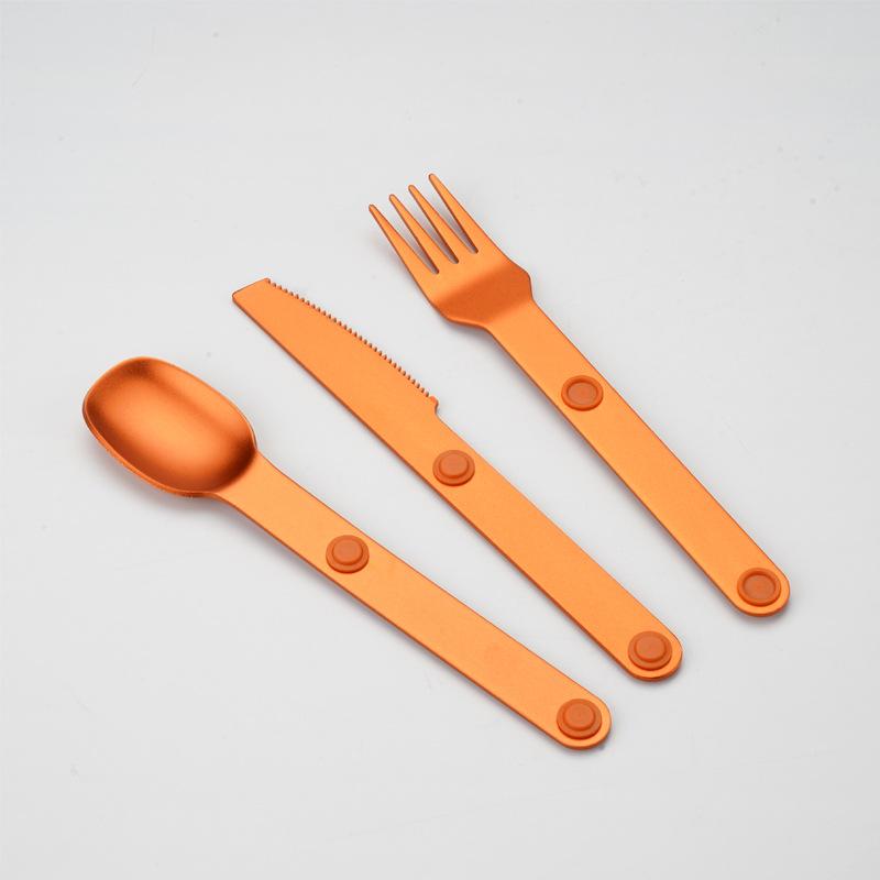 3pcs/set Magnetic Aluminum Cutlery Set - Travel Picnic Camping Cutlery Set Including Steak Knife, Spoon, Salad Fork Eating Tools