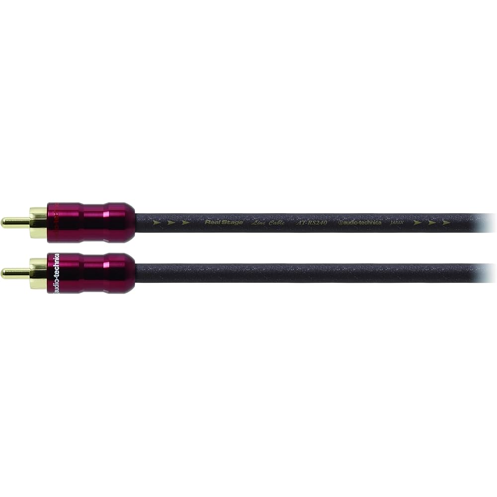 Audio-Technica AT-RS240/5.0 PC-Triple C + OFC Hybrid Audio Cable, RCA, Heat Resistant, Noise Resistant, for Car Use, Small Plug, Made in Japan, 5.0m