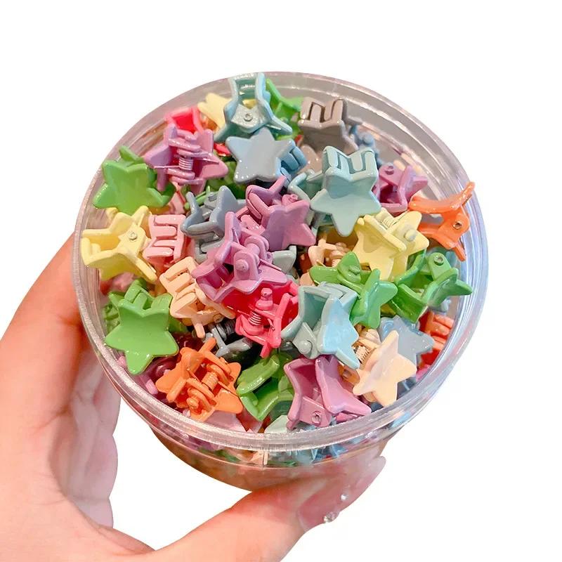 174----50pcs Minimalist Solid Hair Claw Mini Cute  Clip Cartoon Headwear Non Slip Hair Styling Accessories