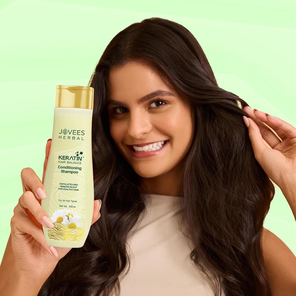 Jovees Herbal Keratin Hair Balance Conditioning Shampoo 300ml Pack For Shiny Smooth Soft Hair Repair Frizz Control