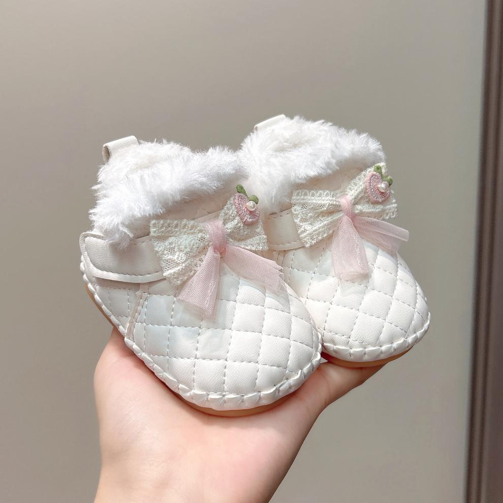 Weiche Gummisohle Winter Babyschuhe für 0-12 Monate - Warme, Dicke Samt Baumwollstiefel für Mädchen