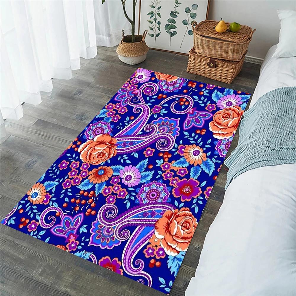 Boho Mandala Carpet Retro Floral Floor Rugs for Living Room Bedroom Balcony Decor Non-slip Kitchen Mat Exotic Flowers Doormat