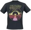 Queens of The Stone Age Retro Synthwave T-Shirt, Alt Rock T-Shirt mit Wüstenfinsternis-Print & Bandlogo, Band Fan Merch