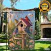 Vibrant Birdhouse with Colorful Birds and Oral Design Yard Patio Banner TTP AAL  WZZ