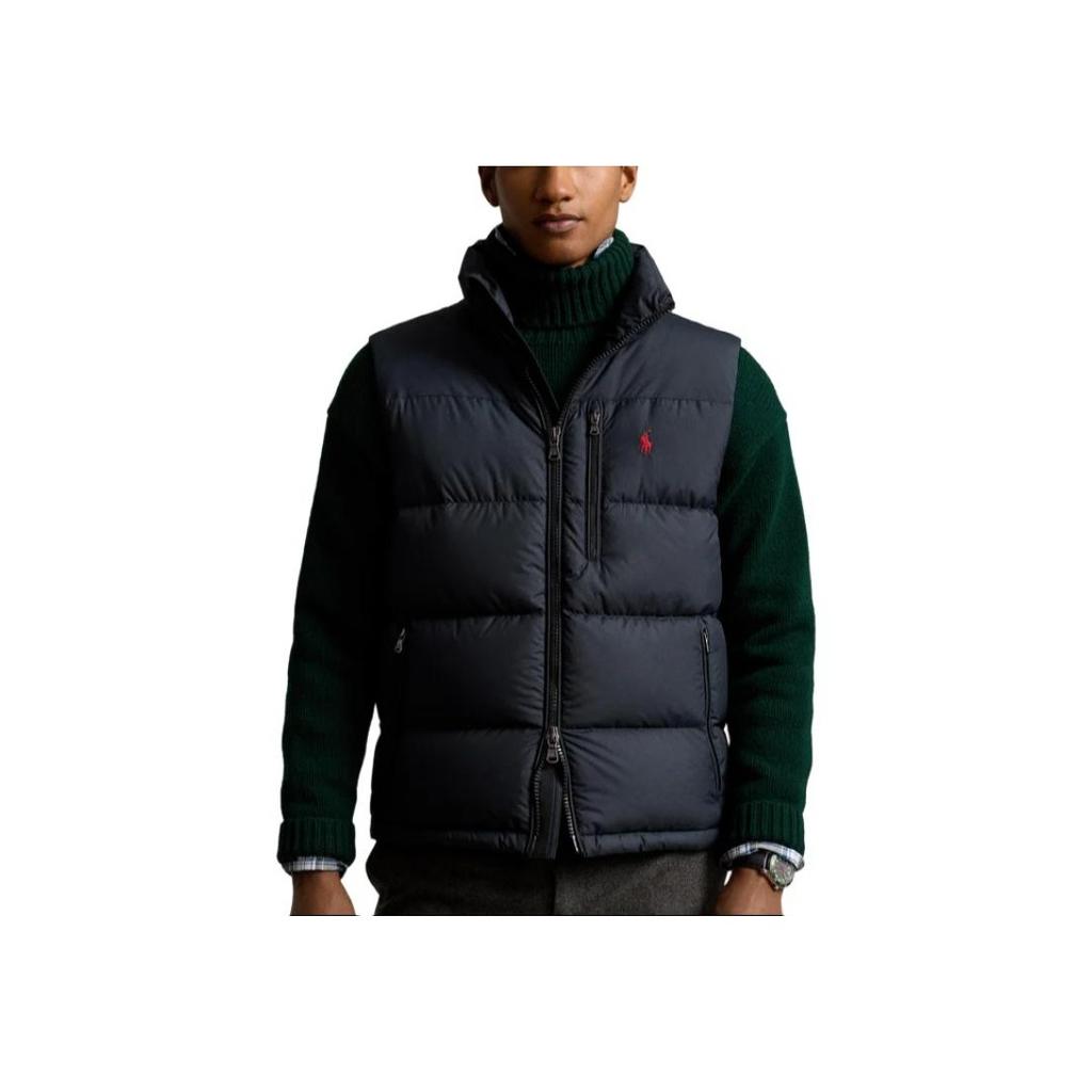 Polo Ralph Lauren Logo Embroidered Stand Collar Zip Sleeveless Vest Men vest Black 710940236-001