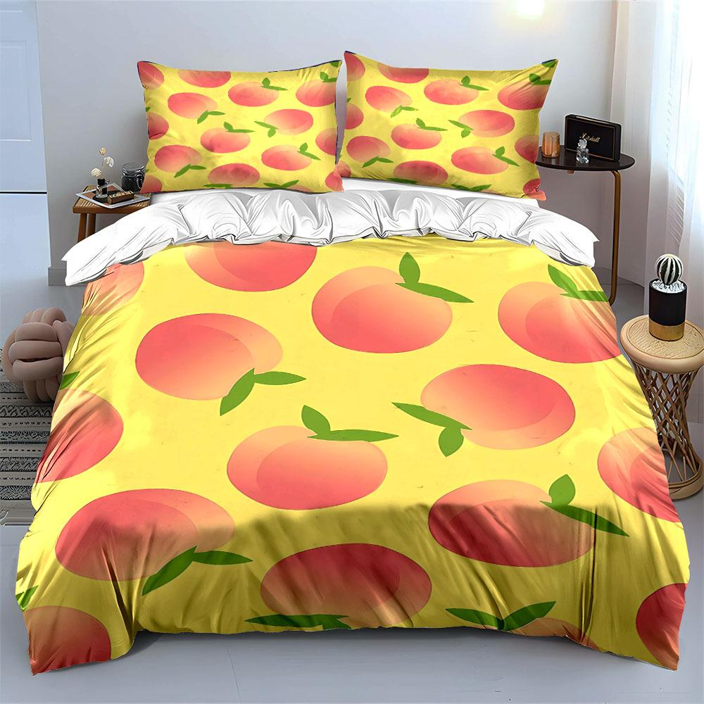 Peach Print Bedding Set Bedding Duvet Cover Set Duvet Cover Pillowcases (1 * Duvet Cover 2 * Pillowcases, without duvet insert)