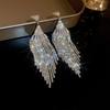 Silver Needle Diamond Water Drop Tassel Earrings - Elegant Court Style, Versatile & Luxurious Design.
