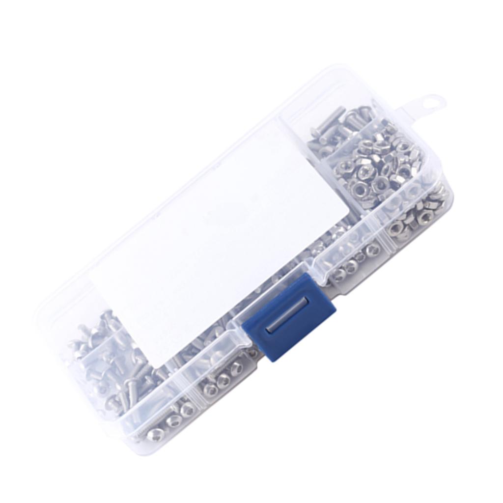 340pcs M3 Stainless Steel SS304 Button Head Hex Socket Screw Bolt Nut Assortment Kit