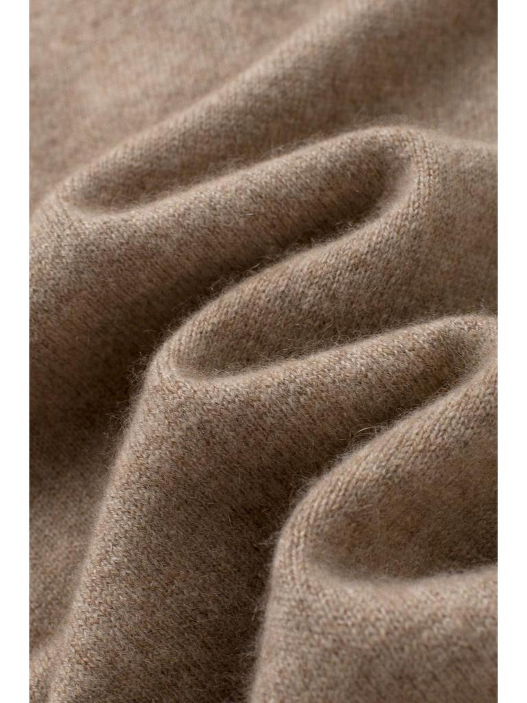 Uvolněný polokošilový límec 100% čistý kašmírový kardigan - Svetr střední délky