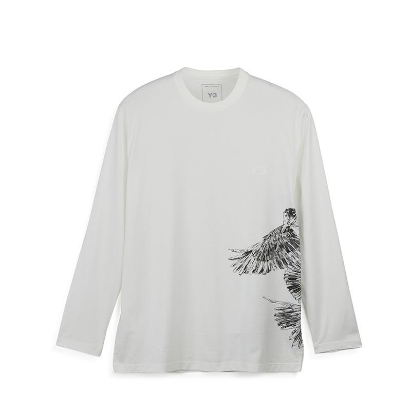 adidas Y-3 Graphic Long Sleeve T-shirt Asia Sizing Core White Men s IX0404 S