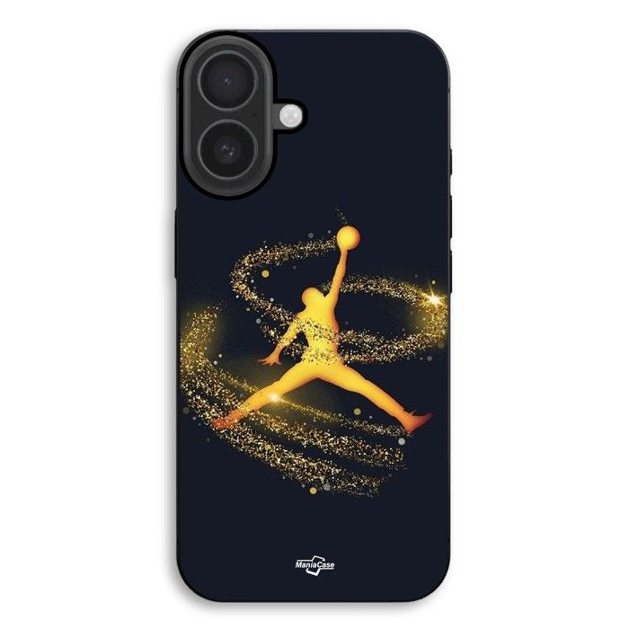 Cover per telefono - MANIACASE - iPhone 17 - Silicone TPU - Logo Jordan - Polvere filante dorata