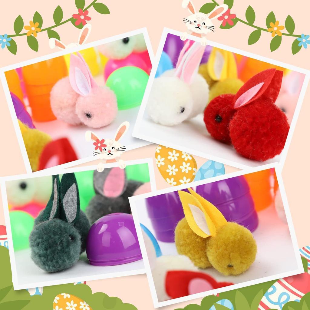 24piece Set Easter Bunny Egg Mini Plush Toys Surprise Egg Creative Children’s Gift Easter Basket Eggs Garden Decor Random Colors