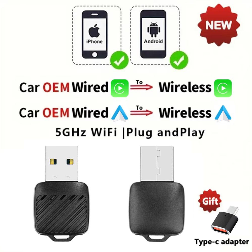 

Беспроводной адаптер Carplay Android Car 2в1 Смарт Супер Мини Бокс WIFI BT Автоподключение Для Toyota Volvo Benz MG Kia MAZDA FORD чёрный