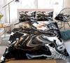 Marble Duvet Cover Black Marble Bedding Black White Gold Abstract Marble Texture Polyester Quilt Cover Double Queen King Size